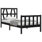 vidaXL Estructura de cama con cabecero madera maciza negro 100x200 cm vidaXL Estructura de cama con cabecero madera maciza negro 100x200 cm
