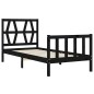 vidaXL Estructura de cama con cabecero madera maciza negro 100x200 cm vidaXL Estructura de cama con cabecero madera maciza negro 100x200 cm