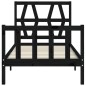 vidaXL Estructura de cama con cabecero madera maciza negro 100x200 cm vidaXL Estructura de cama con cabecero madera maciza negro 100x200 cm