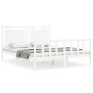 vidaXL Estructura de cama con cabecero madera maciza blanco 160x200 cm vidaXL Estructura de cama con cabecero madera maciza blanco 160x200 cm