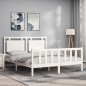 vidaXL Estructura de cama con cabecero madera maciza blanco 160x200 cm vidaXL Estructura de cama con cabecero madera maciza blanco 160x200 cm