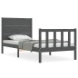 vidaXL Estructura de cama con cabecero madera maciza gris 100x200 cm vidaXL Estructura de cama con cabecero madera maciza gris 100x200 cm