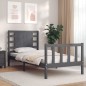 vidaXL Estructura de cama individual con cabecero madera maciza gris