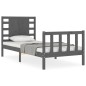 vidaXL Estructura de cama individual con cabecero madera maciza gris