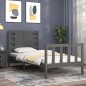 vidaXL Estructura de cama individual con cabecero madera maciza gris