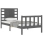 vidaXL Estructura de cama individual con cabecero madera maciza gris