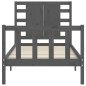 vidaXL Estructura de cama individual con cabecero madera maciza gris