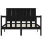 vidaXL Estructura de cama con cabecero madera maciza negro 140x200 cm vidaXL Estructura de cama con cabecero madera maciza negro 140x200 cm