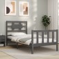 vidaXL Estructura de cama con cabecero madera maciza gris vidaXL Estructura de cama con cabecero madera maciza gris