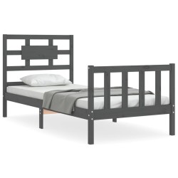 vidaXL Estructura de cama con cabecero madera maciza gris