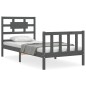 vidaXL Estructura de cama con cabecero madera maciza gris vidaXL Estructura de cama con cabecero madera maciza gris