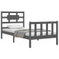vidaXL Estructura de cama con cabecero madera maciza gris vidaXL Estructura de cama con cabecero madera maciza gris