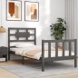 vidaXL Estructura de cama con cabecero madera maciza gris vidaXL Estructura de cama con cabecero madera maciza gris
