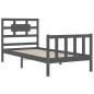 vidaXL Estructura de cama con cabecero madera maciza gris vidaXL Estructura de cama con cabecero madera maciza gris