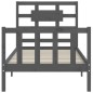 vidaXL Estructura de cama con cabecero madera maciza gris vidaXL Estructura de cama con cabecero madera maciza gris