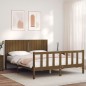 vidaXL Estructura de cama matrimonio con cabecero madera marrón miel vidaXL Estructura de cama matrimonio con cabecero madera marrón miel