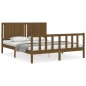vidaXL Estructura de cama matrimonio con cabecero madera marrón miel vidaXL Estructura de cama matrimonio con cabecero madera marrón miel