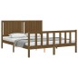 vidaXL Estructura de cama matrimonio con cabecero madera marrón miel vidaXL Estructura de cama matrimonio con cabecero madera marrón miel