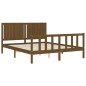 vidaXL Estructura de cama matrimonio con cabecero madera marrón miel vidaXL Estructura de cama matrimonio con cabecero madera marrón miel
