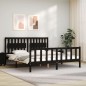 vidaXL Estructura cama de matrimonio con cabecero madera maciza negro