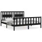 vidaXL Estructura cama de matrimonio con cabecero madera maciza negro