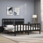 vidaXL Estructura cama de matrimonio con cabecero madera maciza negro