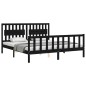 vidaXL Estructura cama de matrimonio con cabecero madera maciza negro
