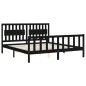 vidaXL Estructura cama de matrimonio con cabecero madera maciza negro