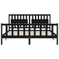 vidaXL Estructura cama de matrimonio con cabecero madera maciza negro