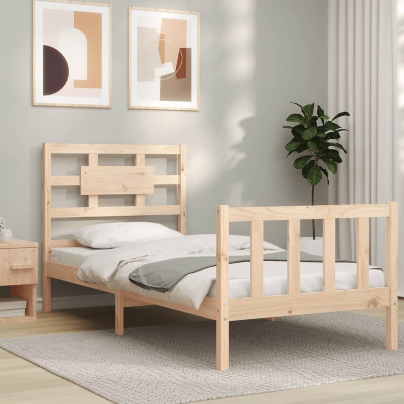 vidaXL Estructura de cama individual con cabecero madera maciza vidaXL Estructura de cama individual con cabecero madera maciza