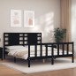 vidaXL Estructura de cama con cabecero madera maciza negro 160x200 cm vidaXL Estructura de cama con cabecero madera maciza negro 160x200 cm