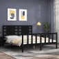vidaXL Estructura de cama con cabecero madera maciza negro 160x200 cm vidaXL Estructura de cama con cabecero madera maciza negro 160x200 cm
