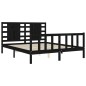 vidaXL Estructura de cama con cabecero madera maciza negro 160x200 cm vidaXL Estructura de cama con cabecero madera maciza negro 160x200 cm