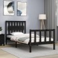 vidaXL Estructura de cama con cabecero madera maciza negro vidaXL Estructura de cama con cabecero madera maciza negro
