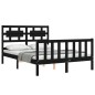vidaXL Estructura de cama con cabecero madera maciza negro 140x190 cm vidaXL Estructura de cama con cabecero madera maciza negro 140x190 cm