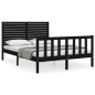 vidaXL Estructura de cama con cabecero madera maciza negro 140x190 cm