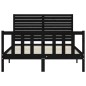 vidaXL Estructura de cama con cabecero madera maciza negro 140x190 cm