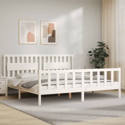 vidaXL Estructura de cama con cabecero madera maciza blanco 200x200 cm