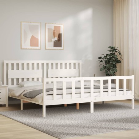 vidaXL Estructura de cama con cabecero madera maciza blanco 200x200 cm