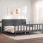 vidaXL Estructura de cama con cabecero madera maciza gris 200x200 cm vidaXL Estructura de cama con cabecero madera maciza gris 200x200 cm
