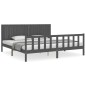 vidaXL Estructura de cama con cabecero madera maciza gris 200x200 cm vidaXL Estructura de cama con cabecero madera maciza gris 200x200 cm