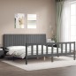 vidaXL Estructura de cama con cabecero madera maciza gris 200x200 cm vidaXL Estructura de cama con cabecero madera maciza gris 200x200 cm