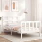 vidaXL Estructura de cama con cabecero madera maciza blanco vidaXL Estructura de cama con cabecero madera maciza blanco
