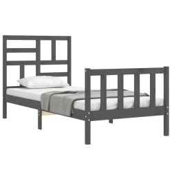 vidaXL Estructura de cama con cabecero madera maciza gris