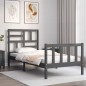 vidaXL Estructura de cama con cabecero madera maciza gris