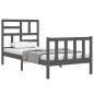 vidaXL Estructura de cama con cabecero madera maciza gris