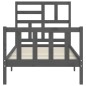 vidaXL Estructura de cama con cabecero madera maciza gris
