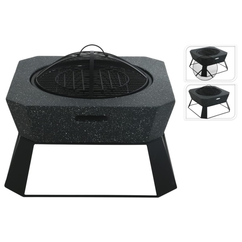 ProGarden Brasero con parrilla cuadrado negro 62x62x43,5 cm ProGarden Brasero con parrilla cuadrado negro 62x62x43,5 cm
