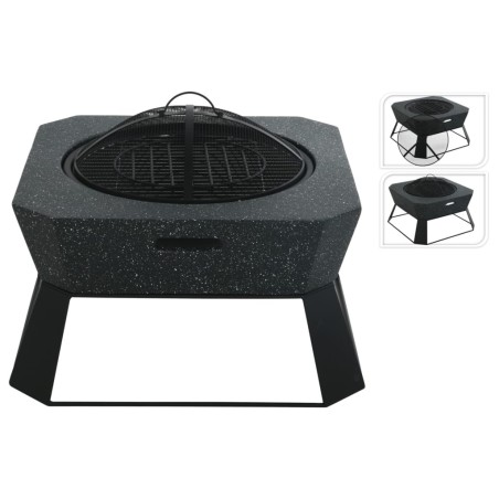 ProGarden Brasero con parrilla cuadrado negro 62x62x43,5 cm
