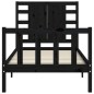vidaXL Estructura de cama con cabecero madera maciza negro 90x200 cm vidaXL Estructura de cama con cabecero madera maciza negro 90x200 cm